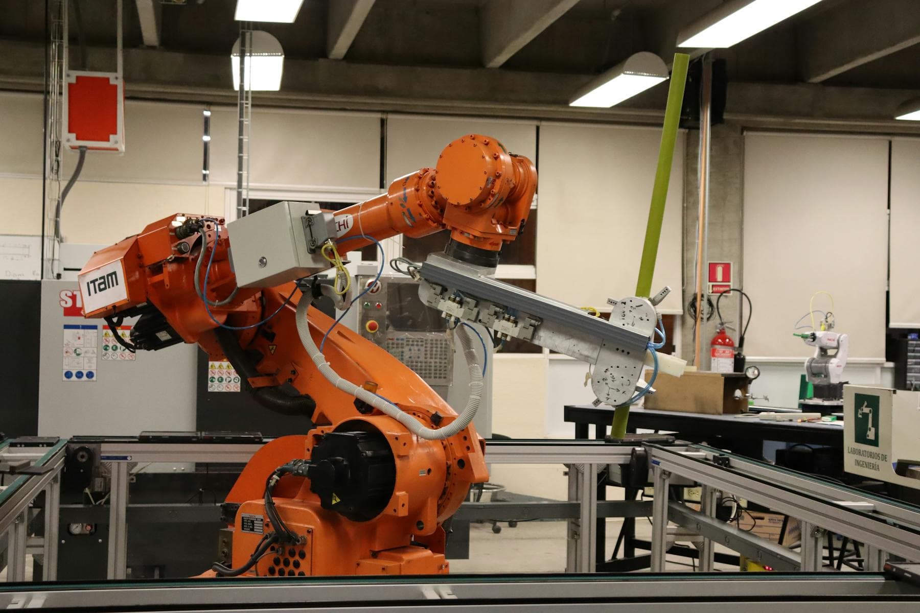 Generic industrial robot arm in a factory workcell